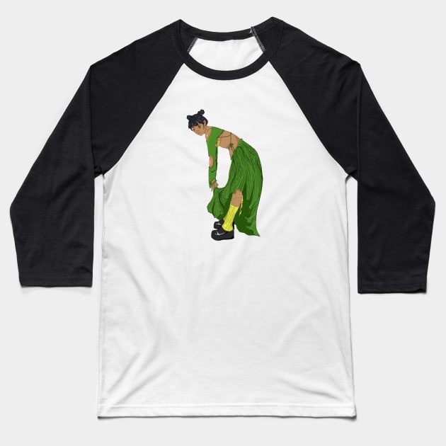 Green & Yellow Fit Girl Baseball T-Shirt by Morpheus Graphic Design